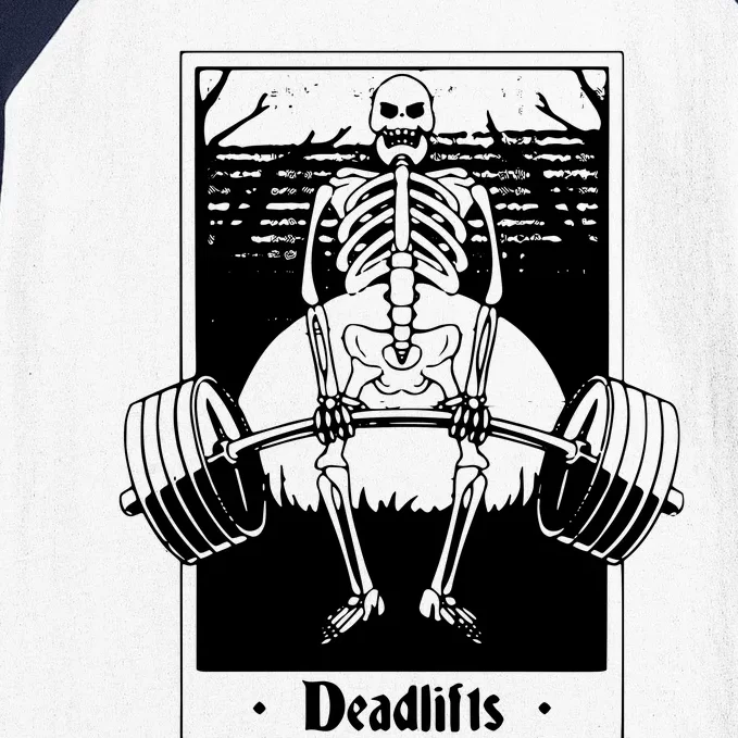 Skeleton Tarot Deadlift Skeleton Halloween Baseball Sleeve Shirt