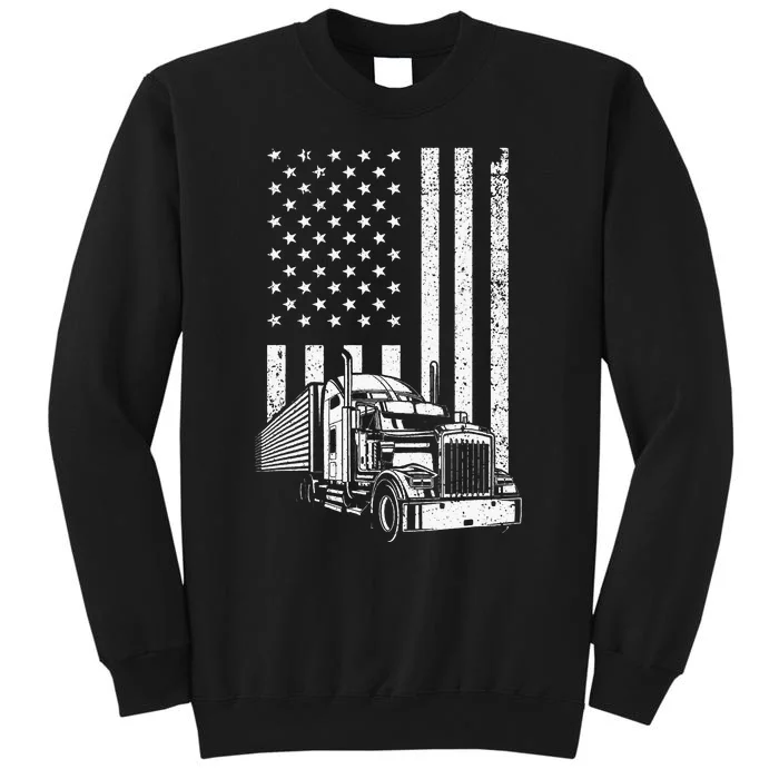 Semi Truck Driver US Flag Trucking Sweatshirt