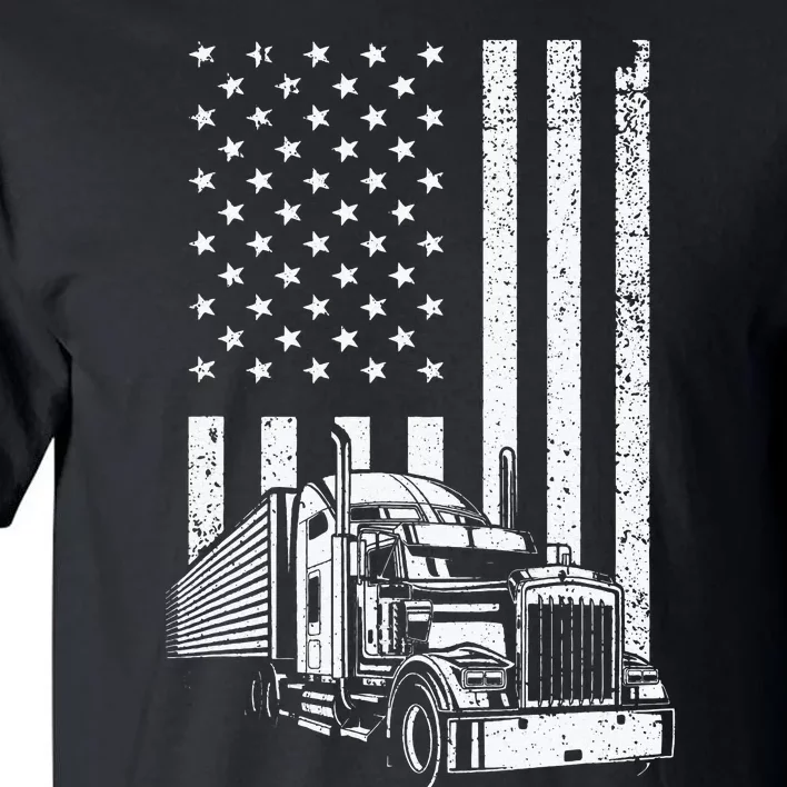 Semi Truck Driver US Flag Trucking Tall T-Shirt