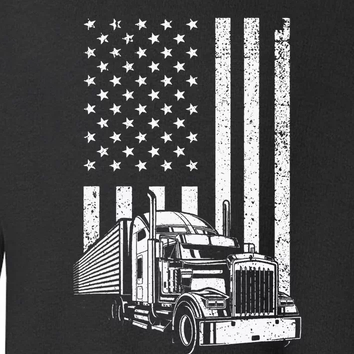 Semi Truck Driver US Flag Trucking Toddler Sweatshirt