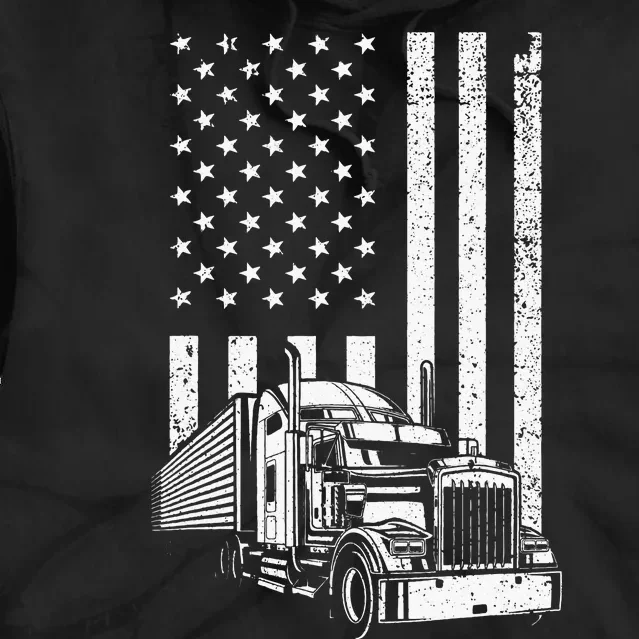 Semi Truck Driver US Flag Trucking Tie Dye Hoodie