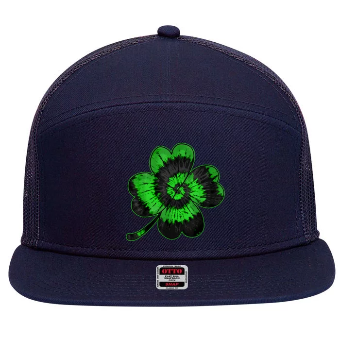 Shamrock Tie Dye St Patrick's Day Irish Gift 7 Panel Mesh Trucker Snapback Hat