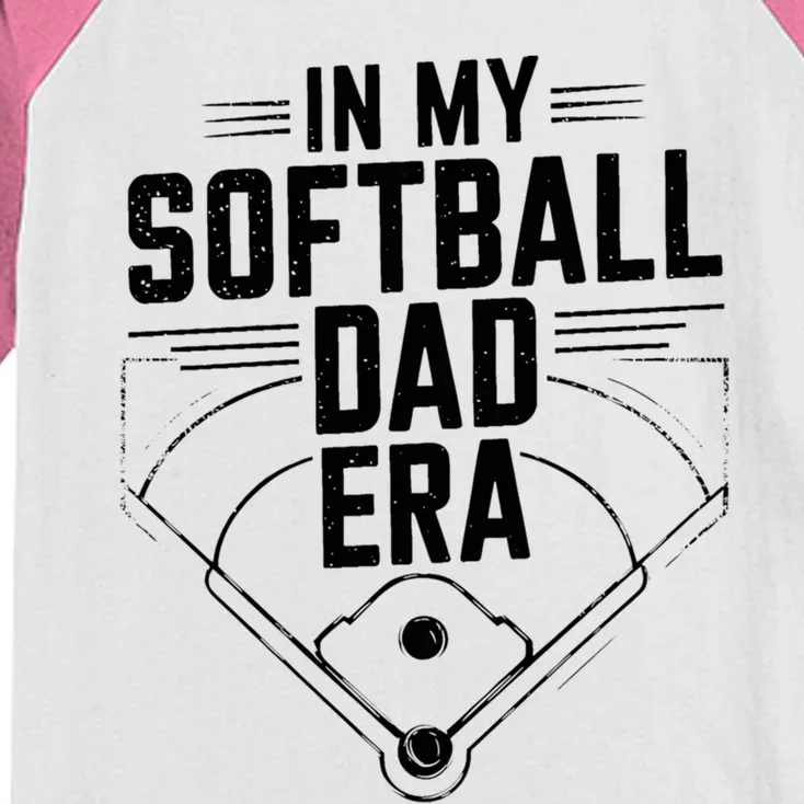 Softball Team Dad In My Softball Dad Era Softball Dad Pride Meaningful Gift Kids Colorblock Raglan Jersey