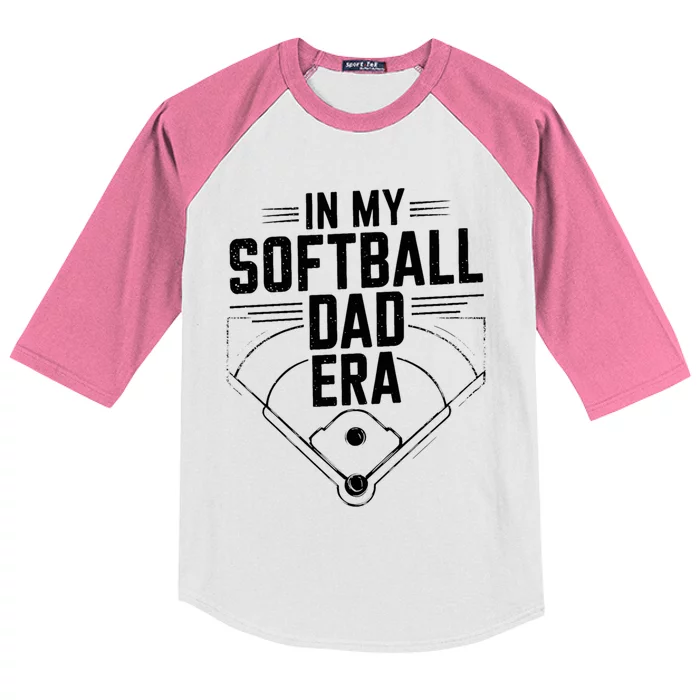 Softball Team Dad In My Softball Dad Era Softball Dad Pride Meaningful Gift Kids Colorblock Raglan Jersey