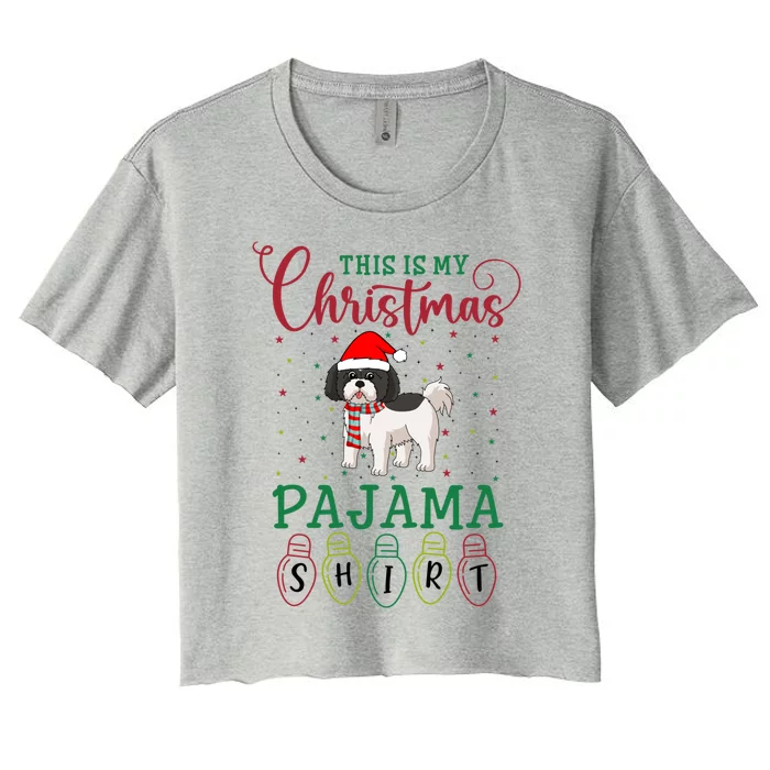 Shih Tzu Dog Xmas Light Funny This Is My Christmas Pajama Meaningful Gift Women's Crop Top Tee