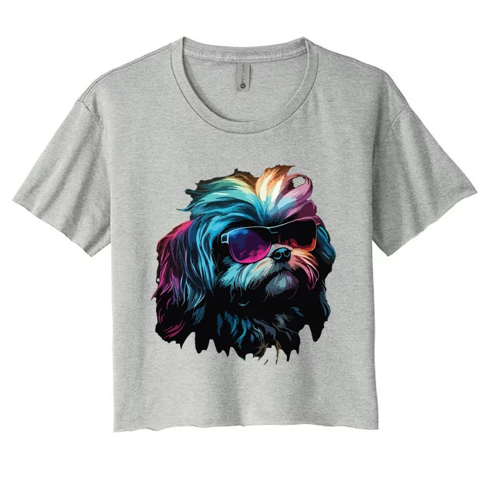 Shih Tzu Dogs Shih Tzus Women's Crop Top Tee