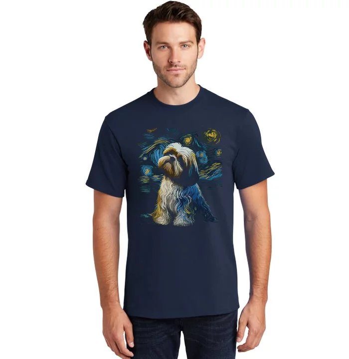 Shih Tzu Dog Starry Night Dogs Lover Gifts Graphic Tall T-Shirt