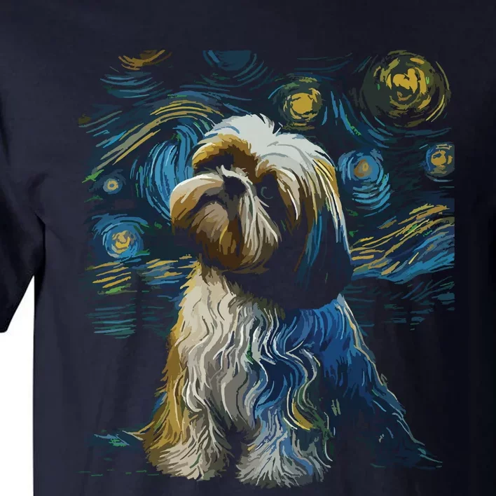 Shih Tzu Dog Starry Night Dogs Lover Gifts Graphic Tall T-Shirt