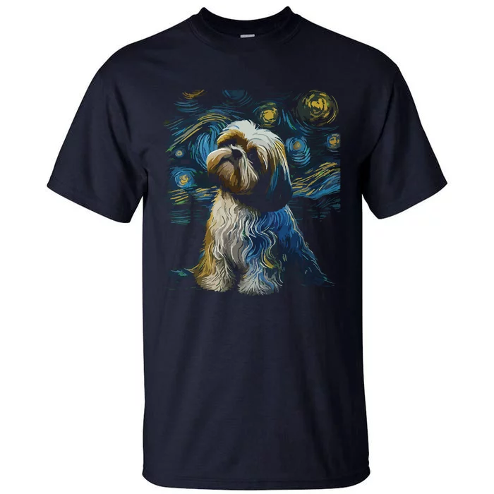 Shih Tzu Dog Starry Night Dogs Lover Gifts Graphic Tall T-Shirt