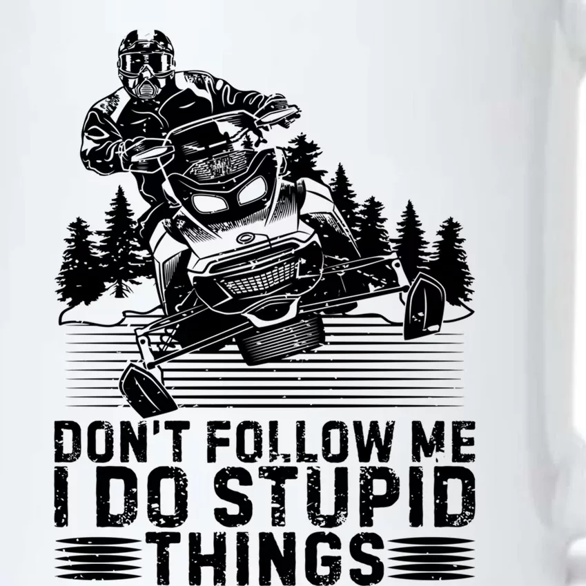 Snowmobile Tee Don't Follow Me I Do Stupid Things Sled Rider Gift Black Color Changing Mug