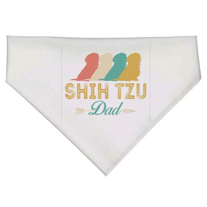 Shih Tzu Dog Retro Shih Tzu Lover Dad Grandpa Meaningful Gift USA-Made Doggie Bandana