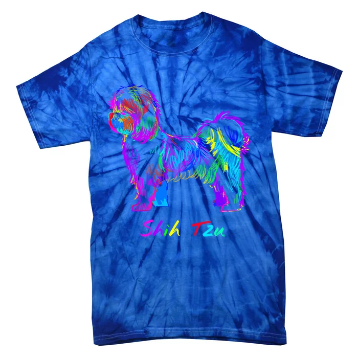 Shih Tzu Dog Lover Colorfull Pop Art Shih Tzu Christmas Fun Great Gift Tie-Dye T-Shirt