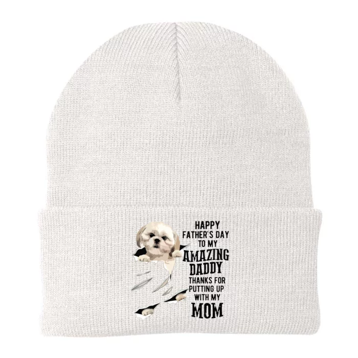 Shih Tzu Dad Happy Fathers Day To My Amazing Daddy Dog Knit Cap Winter Beanie