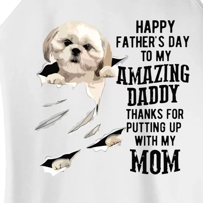 Shih Tzu Dad Happy Fathers Day To My Amazing Daddy Dog Women’s Perfect Tri Rocker Tank