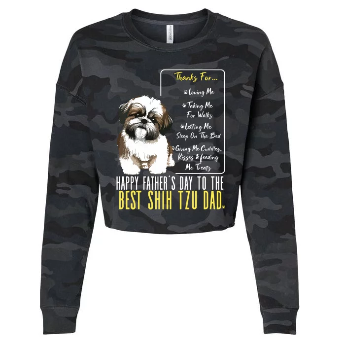 Shih Tzu Dad Happy Fathers Day To The Best Shih Tzu Dad Cropped Pullover Crew