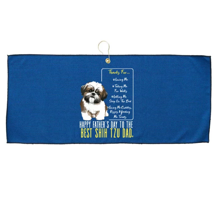 Shih Tzu Dad Happy Fathers Day To The Best Shih Tzu Dad Large Microfiber Waffle Golf Towel