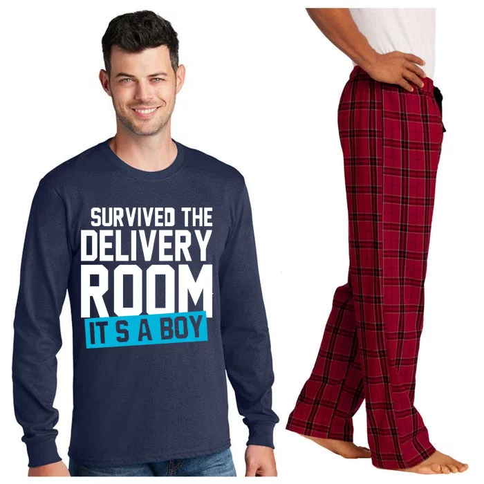 Survived The Delivery Room Its A Boy Funny Long Sleeve Pajama Set