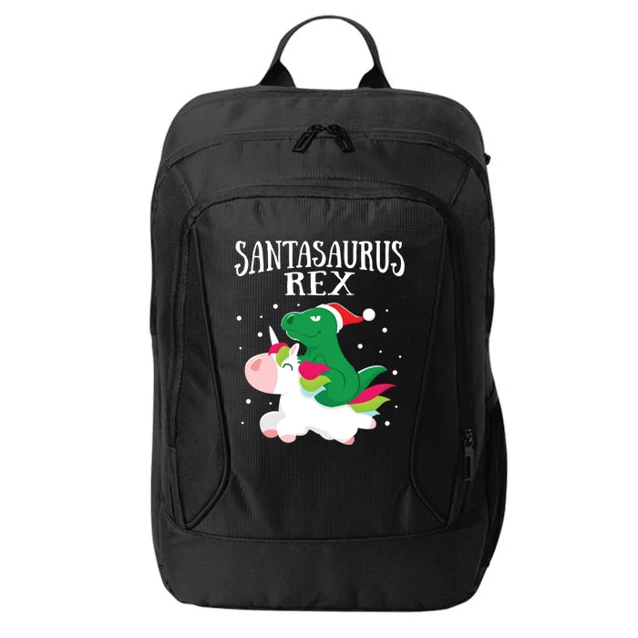 Santasaurus Trex Dinosaur Riding Reindeer Unicorn Christmas Funny Gift City Backpack