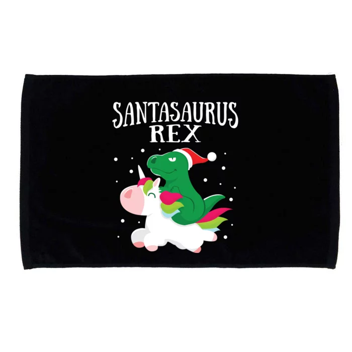 Santasaurus Trex Dinosaur Riding Reindeer Unicorn Christmas Funny Gift Microfiber Hand Towel