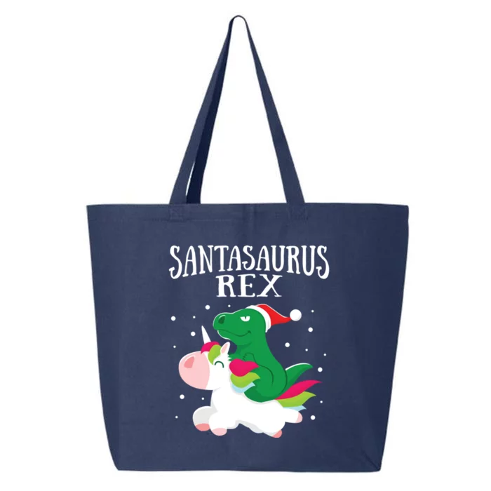 Santasaurus Trex Dinosaur Riding Reindeer Unicorn Christmas Funny Gift 25L Jumbo Tote