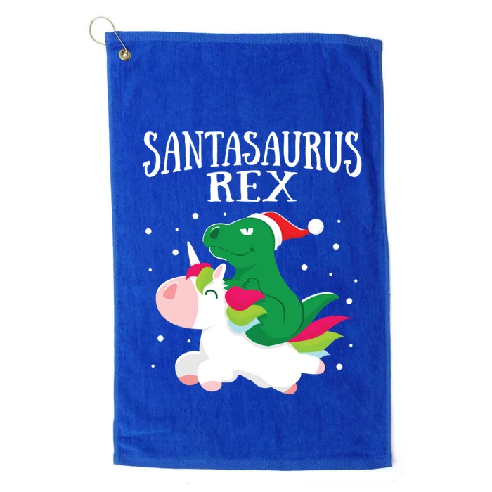 Santasaurus Trex Dinosaur Riding Reindeer Unicorn Christmas Funny Gift Platinum Collection Golf Towel