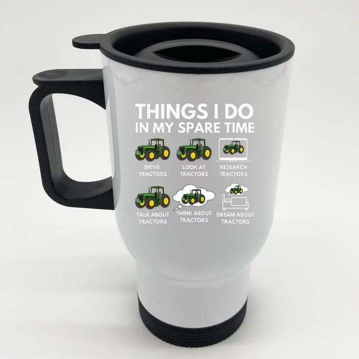 Spare Time Delights Farmer & Farming Gift Front & Back Stainless Steel Travel Mug