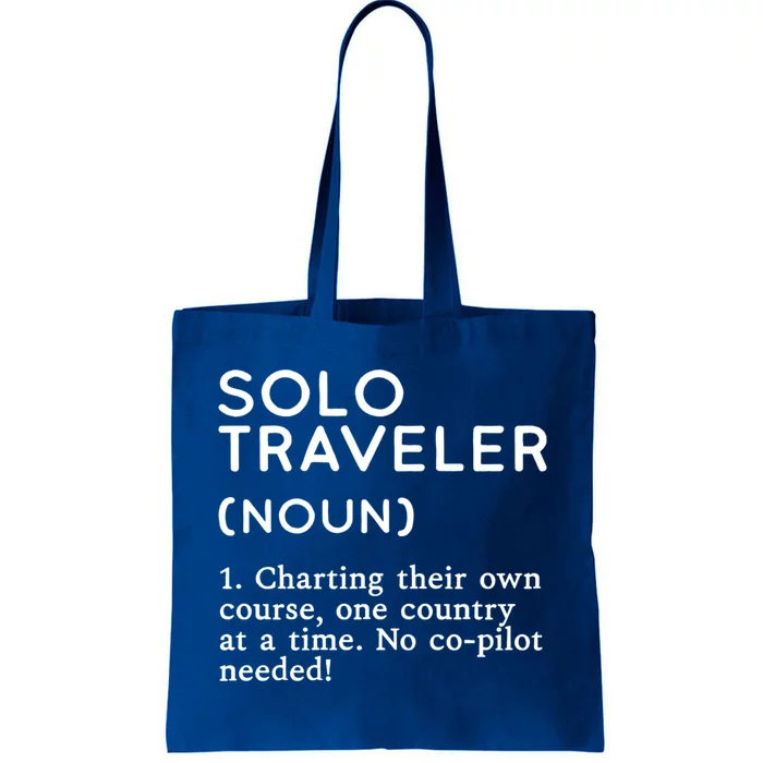 Solo Traveler Definition Funny Wanderlust Adventure Travel Cute Gift Tote Bag