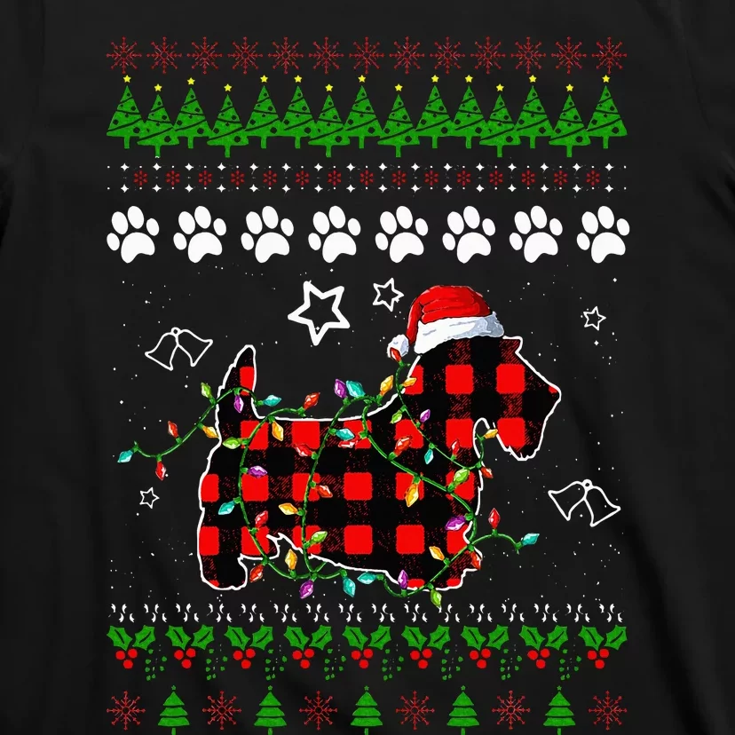 Scottish Terrier Dog Funny Xmas Ugly Sweater Christmas Light T-Shirt