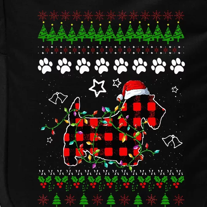 Scottish Terrier Dog Funny Xmas Ugly Sweater Christmas Light Impact Tech Backpack