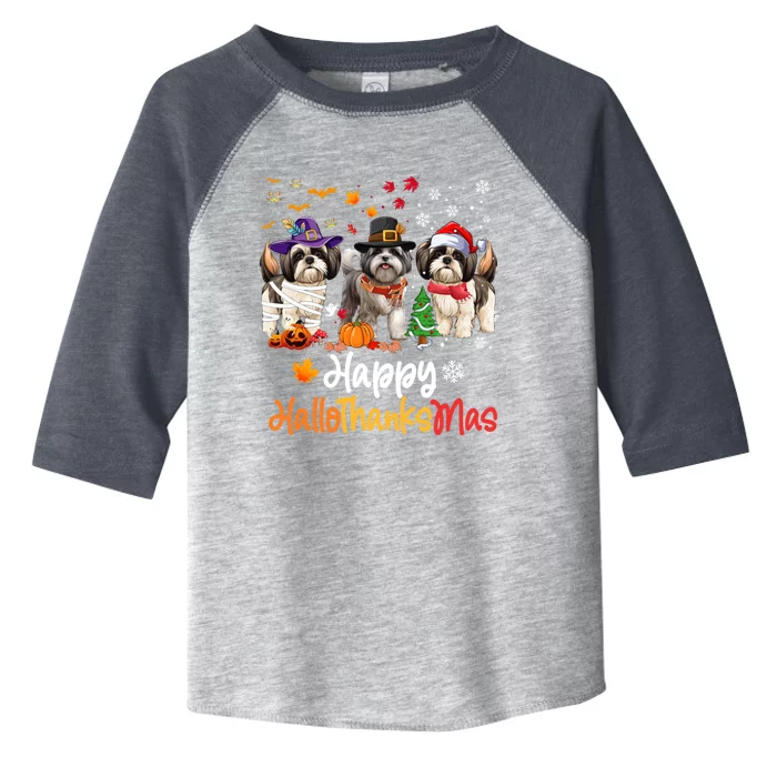 Shih Tzu Dog Halloween Christmas Happy Hallothanksmas Gift Toddler Fine Jersey T-Shirt