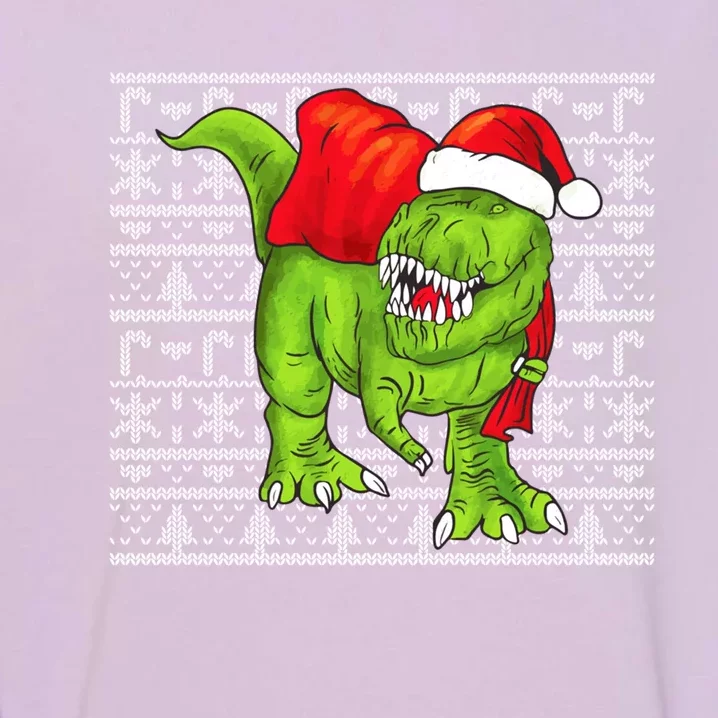 Santa Trex Dinosaur Ugly Christmas Pattern Great Gift Garment-Dyed Sweatshirt