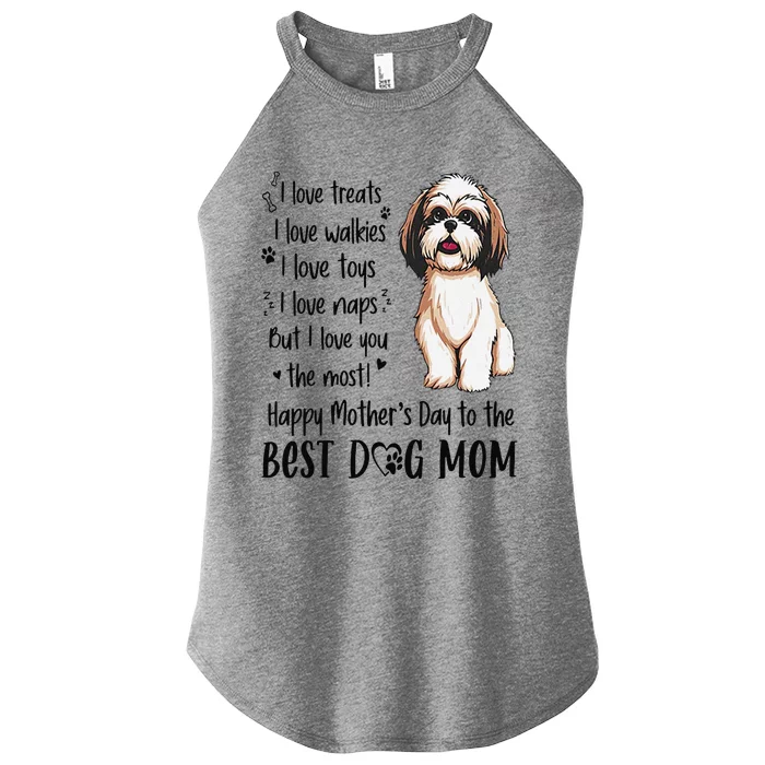 Shih Tzu Dog I Love Treats I Love Walkies I Love Toys Women’s Perfect Tri Rocker Tank