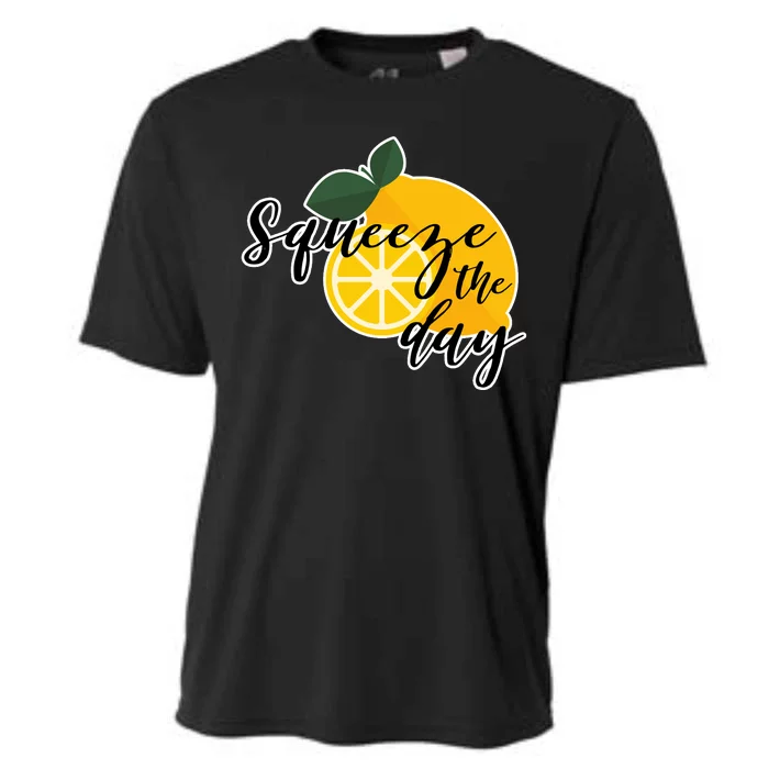 Squeeze The Day Lemon Motivational Cooling Performance Crew T-Shirt