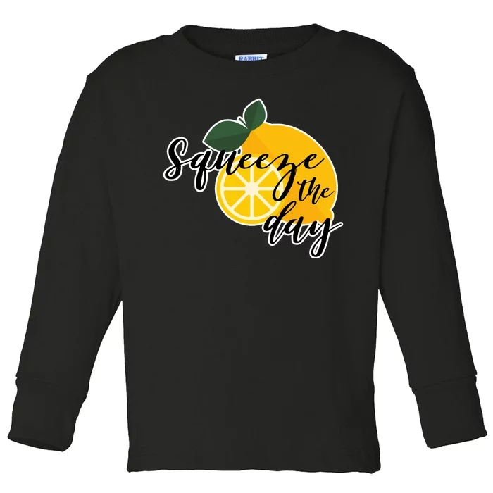 Squeeze The Day Lemon Motivational Toddler Long Sleeve Shirt