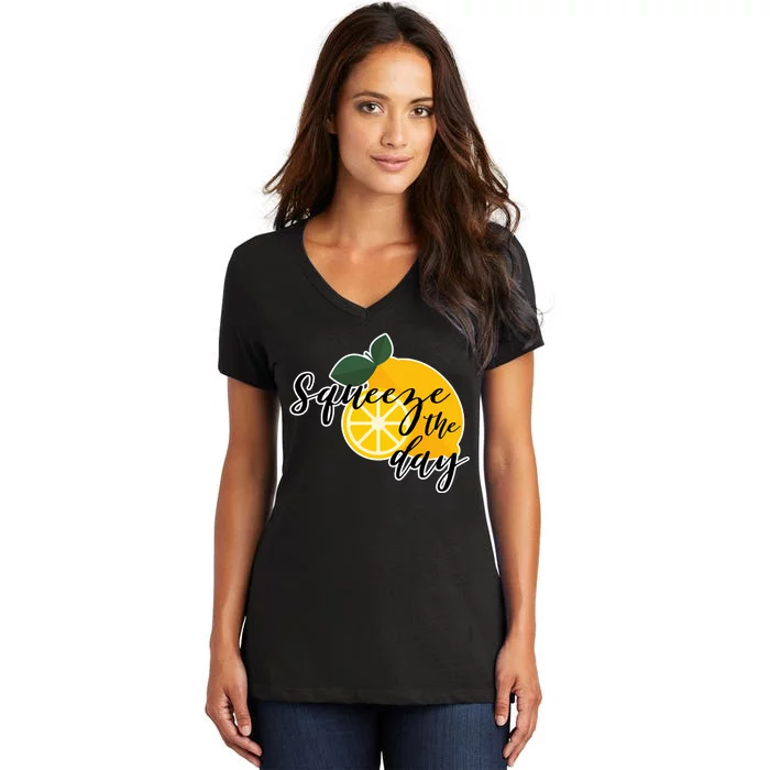 Squeeze The Day Lemon Motivational Women's V-Neck T-Shirt