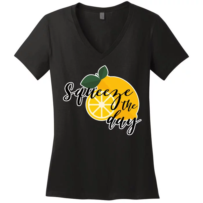 Squeeze The Day Lemon Motivational Women's V-Neck T-Shirt