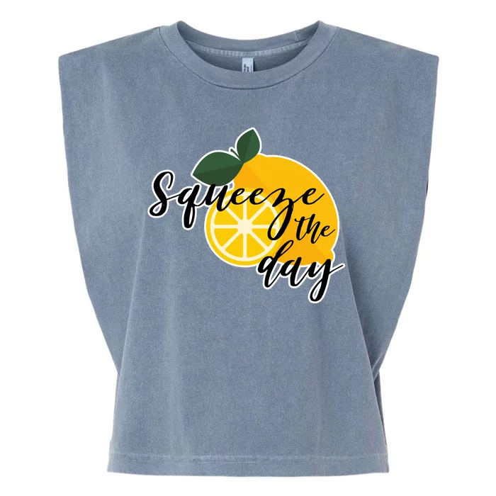 Squeeze The Day Lemon Motivational Garment-Dyed Women's Muscle Tee