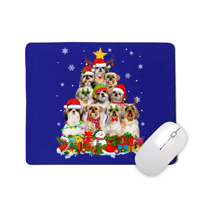 Shih Tzu Dog Christmas Tree Lights Xmas Santa Hat Cool Gift Mousepad