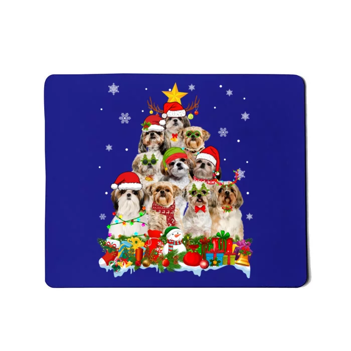 Shih Tzu Dog Christmas Tree Lights Xmas Santa Hat Cool Gift Mousepad