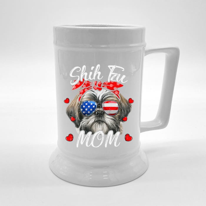 Shih Tzu Dog Mom Shih Tzu Mama Puppy Funny Mothers Day Front & Back Beer Stein