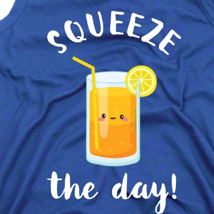 Squeeze The Day Funny Orange Juice Pun Inspirational Quote Gift Tank Top