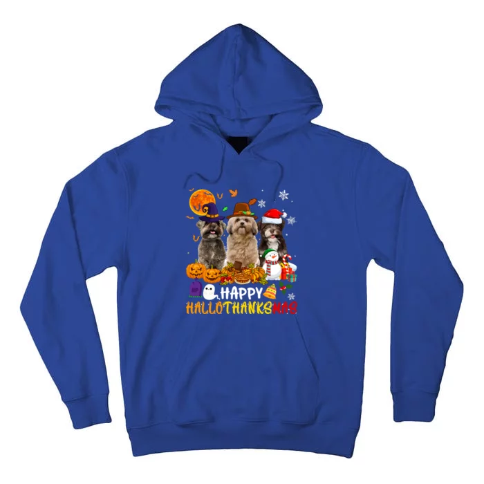 Shih Tzu Dog Happy Hallothanksmas Xmas Dog Lover Funny Gift Tall Hoodie