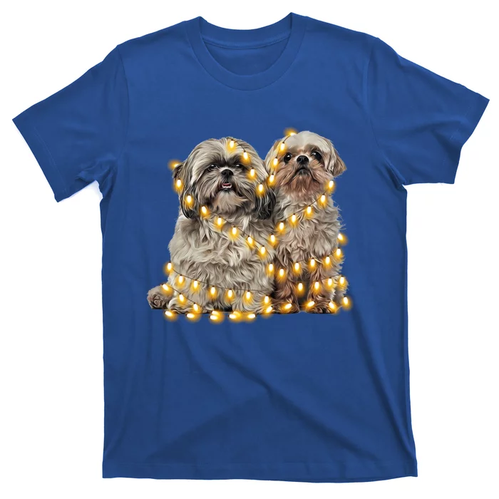 Shih Tzu Dog Lights Decoration Santa Hat Christmas Xmas Gift T-Shirt