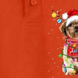 Shih Tzu Dog Lover Santa Hat Christmas Xmas Lights Gift Dry Zone Grid Performance Polo