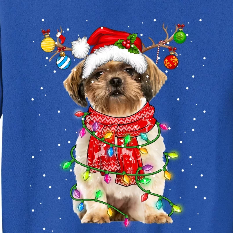 Shih Tzu Dog Lover Santa Hat Christmas Xmas Lights Gift Tall Sweatshirt