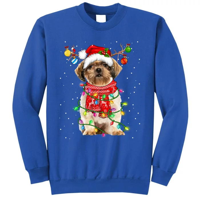 Shih Tzu Dog Lover Santa Hat Christmas Xmas Lights Gift Tall Sweatshirt