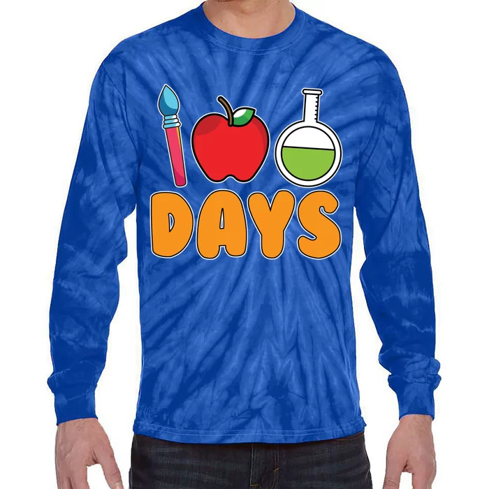 Science Teacher Drawing Kindergarten 100 Days Of School Gift Tie-Dye Long Sleeve Shirt