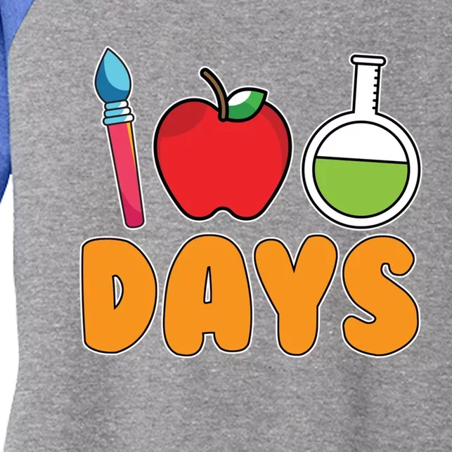 Science Teacher Drawing Kindergarten 100 Days Of School Gift Women's Tri-Blend 3/4-Sleeve Raglan Shirt