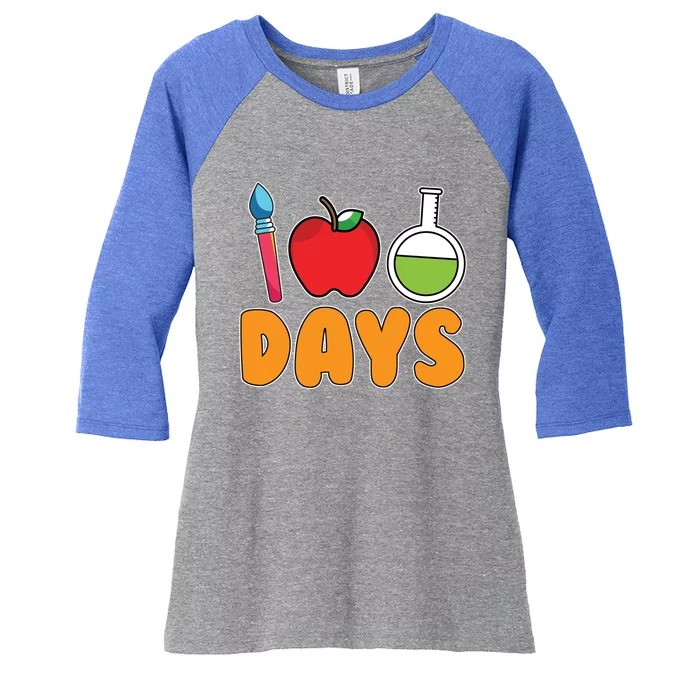 Science Teacher Drawing Kindergarten 100 Days Of School Gift Women's Tri-Blend 3/4-Sleeve Raglan Shirt