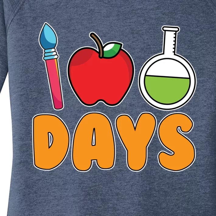 Science Teacher Drawing Kindergarten 100 Days Of School Gift Women's Perfect Tri Tunic Long Sleeve Shirt